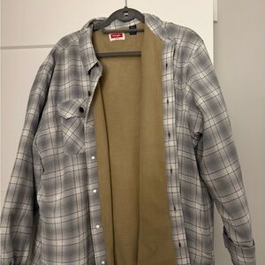 Wrangler Gray Plaid Shirt with Tan Lining